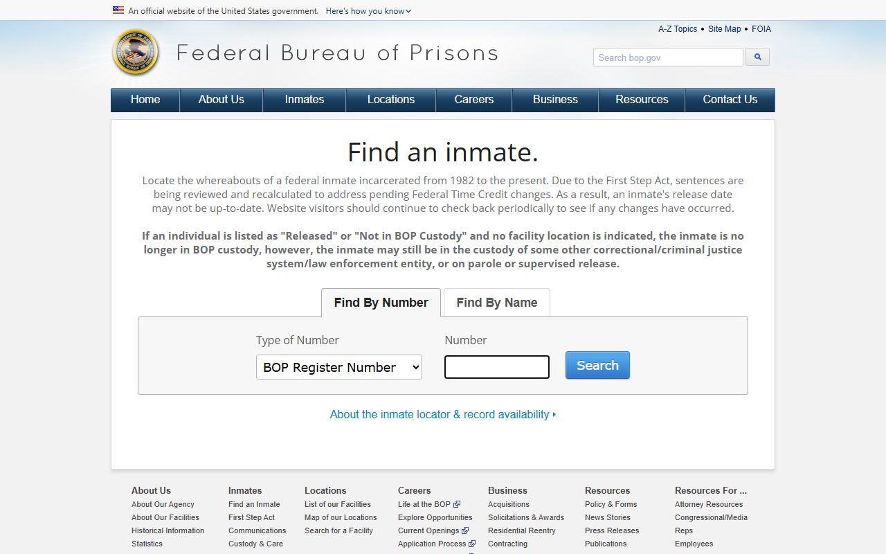 FCI Three Rivers inmate lookup through the BOP Inmate Locator